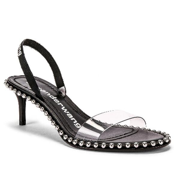 Alexander Wang Shoes - Alexander Wang Nova Kitten Low Heel Sandals Mens Sz 37.5 6.5 7 Black Studded
